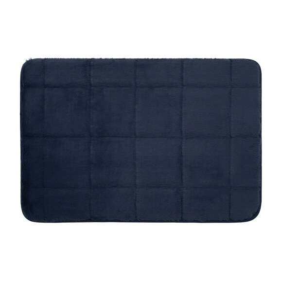 Hotel Style Luxurious Navy Blue Memory Foam Bathmat 27" X 18" Non-Slip - Picture 2 of 7